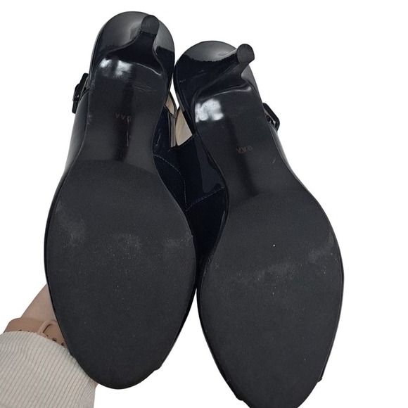 Talbots Peep Toe Black Patent Leather Slingback heels size 9AA NEW with BOX - Picture 8 of 10